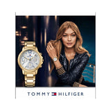 Tommy Hilfiger Claudia White Dial Gold Steel Strap Watch for Women - 1781742