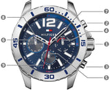 Tommy Hilfiger Nolan Chronograph Blue Dial Blue Rubber Strap Watch for Men - 1791142