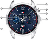 Tommy Hilfiger Deacan Blue Dial Silver Steel Strap Watch for Men - 1791551