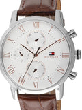 Tommy Hilfiger Kane Chronograph Quartz White Dial Brown Leather Strap Watch for Men - 1791400