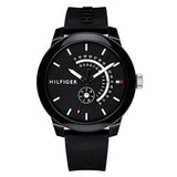 Tommy Hilfiger Denim Quartz Black Dial Black Rubber Strap Watch for Men - 1791483