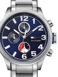 Tommy Hilfiger Jackson Chronograph Blue Dial Silver Steel Strap Watch for Men - 1791242