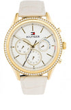 Tommy Hilfiger Ari Diamonds White Dial Cream Leather Strap Watch for Women - 1781982