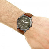 Fossil Neutra Chronograph Grey Dial Brown Leather Strap Watch for Men - FS5512