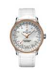 Breitling Navitimer Automatic 35 Mother of Pearl Dial White Leather Strap Watch for Women - U17395211A1P3