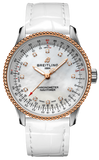 Breitling Navitimer Automatic 35 Mother of Pearl Dial White Leather Strap Watch for Women - U17395211A1P3