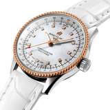 Breitling Navitimer Automatic 35 Mother of Pearl Dial White Leather Strap Watch for Women - U17395211A1P3