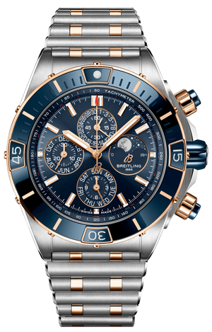 Breitling Super Chronomat 44 Four Year Calendar Blue Dial Two Tone Steel Strap Watch for Men - U19320161C1U1