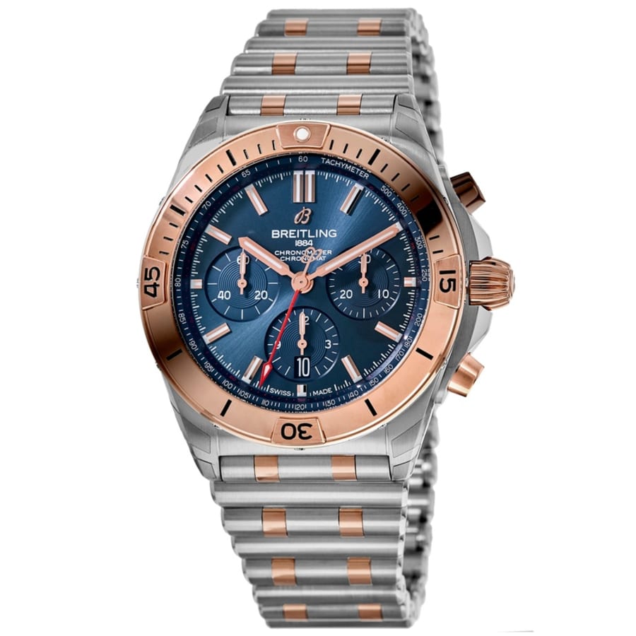 Breitling Chronomat B01 42mm Blue Dial Two Tone Steel Strap Watch for ...