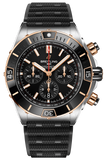 Breitling Super Chronomat B01 44 Black Dial Black Rubber Strap Watch for Men - UB0136251B1S1