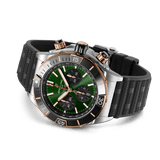 Breitling Super Chronomat B01 44 Green Dial Black Rubber Strap Watch for Men - UB0136251L1S1