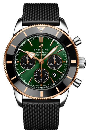 Breitling Superocean Heritage B01 Chronograph 44 Limited Edition Green Dial Black Mesh Bracelet Watch for Women - UB01622A1L1S1