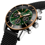 Breitling Superocean Heritage B01 Chronograph 44 Limited Edition Green Dial Black Mesh Bracelet Watch for Women - UB01622A1L1S1