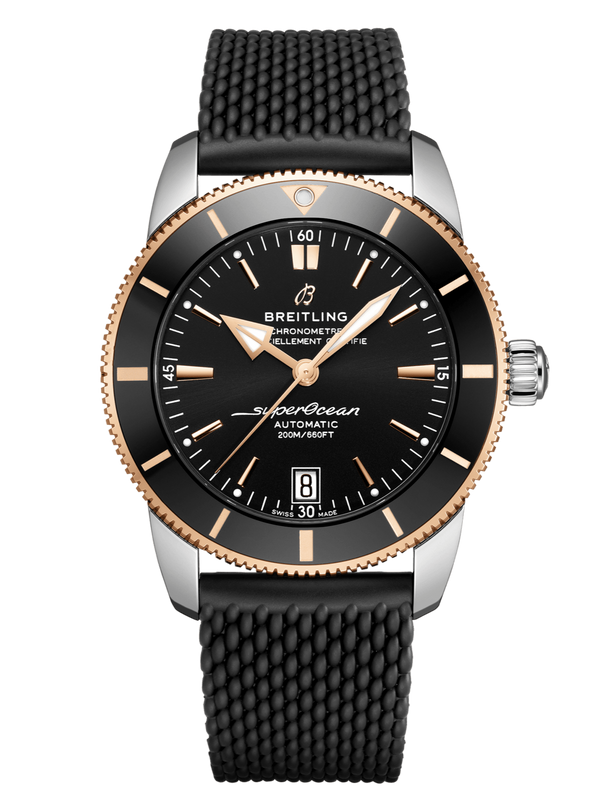 Breitling Superocean Heritage II B20 42mm Black Dial Black Mesh Bracelet Mens Watch - UB2010121B1S1