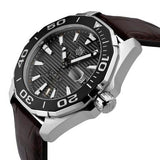 Tag Heuer Aquaracer Caliber 5 Black Dial Brown Leather Strap Watch for Men - WAY201M.FC6474