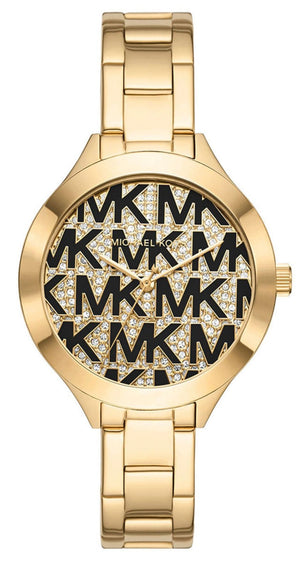 Michael Kors Slim Runway Crystals Gold Dial Gold Steel Strap Watch for Women - MK4659