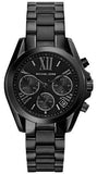 Michael Kors Bradshaw Chronograph Black Dial Black Steel Strap Watch For Women - MK6058