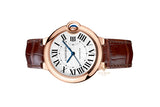 Cartier Ballon Bleu De Cartier White Dial Brown Leather Strap Watch for Women - WGBB0009