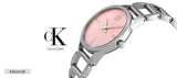 Calvin Klein Stately Pink Mother of Pearl Dial Silver Steel Strap Watch for Women - K3G2312E