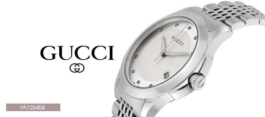 GUCCI グッチ　 置時計 シルバー Gucci G Timeless Diamonds Silver Dial Silver Steel Strap Watch For Men