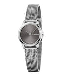 Calvin Klein Minimal Grey Dial Silver Mesh Bracelet Watch for Women - K3M231Y3