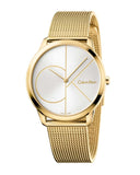 Calvin Klein Minimal White Dial Gold Mesh Bracelet Watch for Men - K3M21526