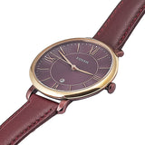 Fossil Jacqueline Burgundy Dial Burgundy Leather Strap Watch for Women  - ES4099