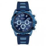 Guess Velocity Chronograph Blue Dial Blue Rubber Steel Strap Watch for Men - W0599G4