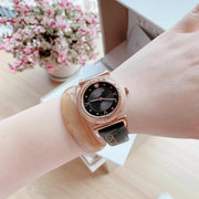 Versace V-Motif Vintage Logo Black Dial Black Leather Strap Watch for Women - VERE00818