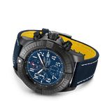 Breitling Super Avenger Chronograph 48 Night Mission Blue Dial Blue Leather Strap Watch for Men - V13375101C1X2