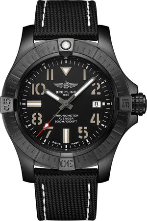 Breitling Avenger Automatic 45 Seawolf Night Mission Black Dial Black Nylon Strap Watch for Men - V17319101B1X1