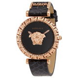 Versace Palazzo Empire Greca Black Dial Black Leather Strap Watch for Women - VEDV00719