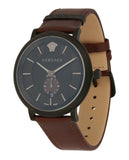 Versace V-Circle Manifesto Black Dial Maroon Leather Strap Watch for Men - VBQ040017