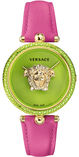 Versace Palazzo Empire Green Dial Pink Leather Strap Watch for Women - VCO150017