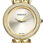 Versace V Flare Diamonds Silver Dial Gold Steel Strap Watch for Women - VEBN00918
