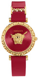 Versace Palazzo Empire Greca Red Dial Red Leather Strap Watch for Women - VEDV00319