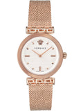 Versace Meander White Dial Rose Gold Mesh Bracelet Watch for Women - VELW00620