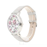 Guess Sparkle Butterfly White Dial Silver Leather Strap Watch For Women - GW0008L1