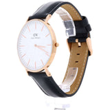 Daniel Wellington Classic Sheffield White Dial Black Leather Strap Watch For Men - DW00100007