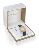 Versace Viamond Quartz White Dial Blue Leather Strap Watch For Men - VEPO00120