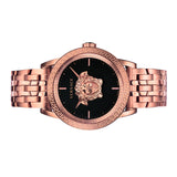 Versace Palazzo Empire Black Dial Rose Gold Steel Strap Watch for Men - VERD00718