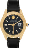 Versace Greca Time Quartz Black Dial Brown Leather Strap Watch For Men - VE3K00222