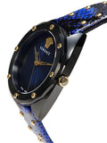 Versace Shadov Quartz Black Dial Blue Leather Strap Watch for Men - VEBM00418