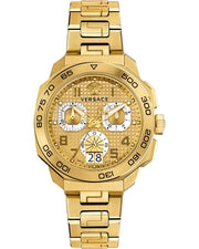 Versace Dylos Chronograph Gold Dial Gold Steel Strap Watch for Men - VQC040015