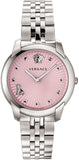 Versace Audrey Quartz Pink Dial Silver Steel Strap Watch for Women - VELR00419