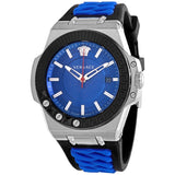 Versace Chain Reaction Quartz Blue Dial Blue & Black Leather Strap Watch for Men - VEDY00119