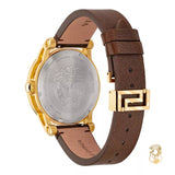 Versace Code Quartz Blue Dial Brown Leather Strap Watch For Men - VEPO00220