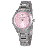 Versace Hellenyium Pink Dial Silver Steel Strap Watch for Women - V12010015