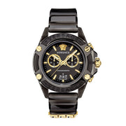 Versace Icon Active Chronograph Black Dial Black Steel Strap Watch for Men - VEZ700421