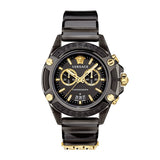 Versace Icon Active Chronograph Black Dial Black Steel Strap Watch for Men - VEZ700421